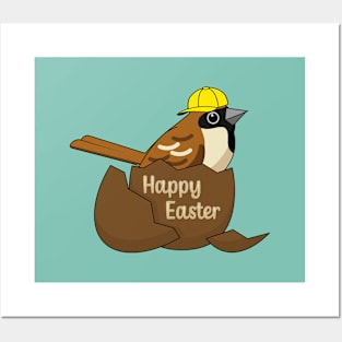 Cute Sparrow Chocolate Egg Happy Easter Posters and Art